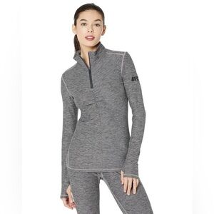 UFC Fogged Gray Long Sleeve 1/4 Zip Lightweight Mock Neck Thumbhole Pull-Over  M
